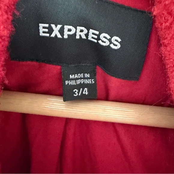 Express Women's Vibrant Red Pea Coat - Picture 3 of 4